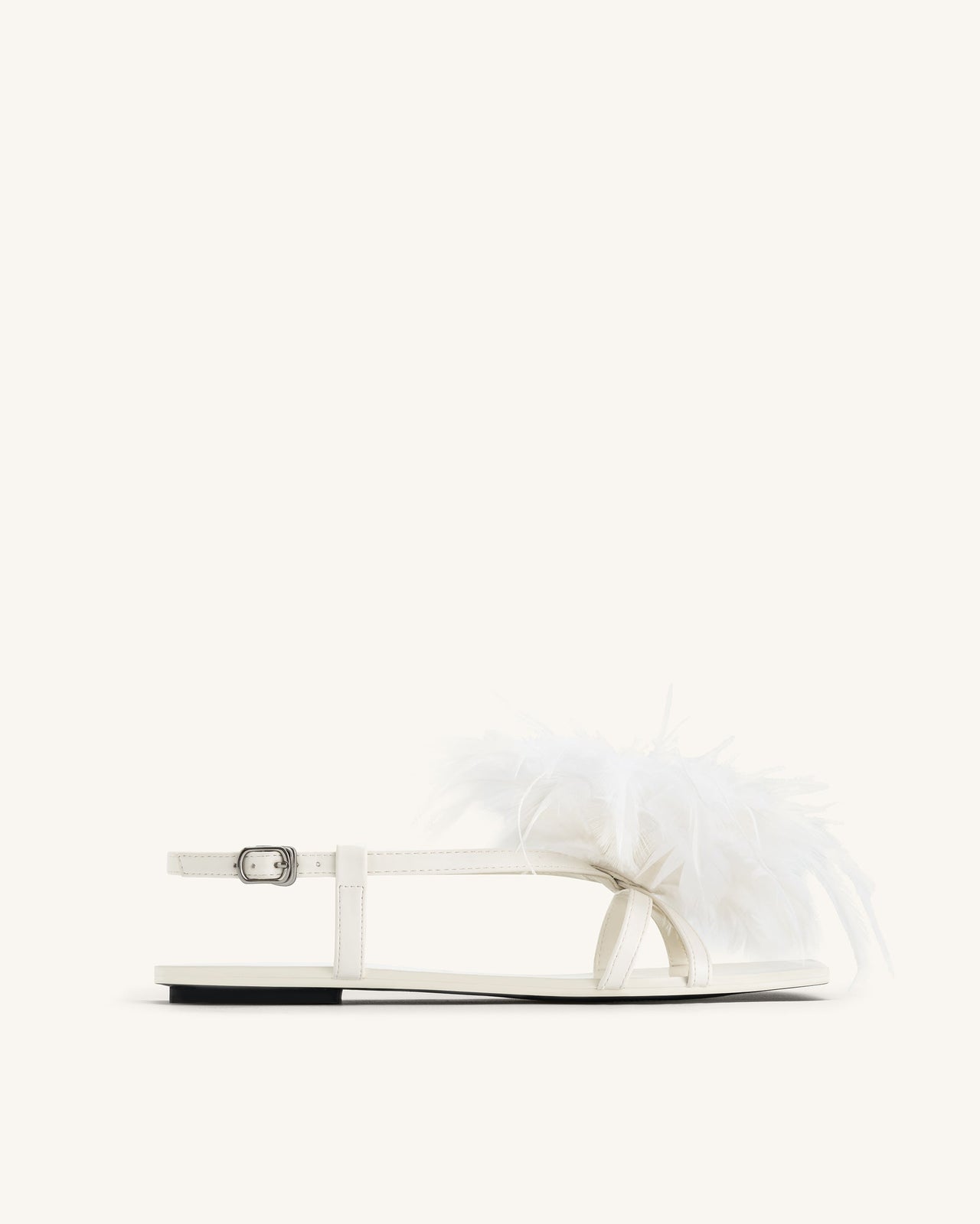 Fluffy Flats Sandals - White