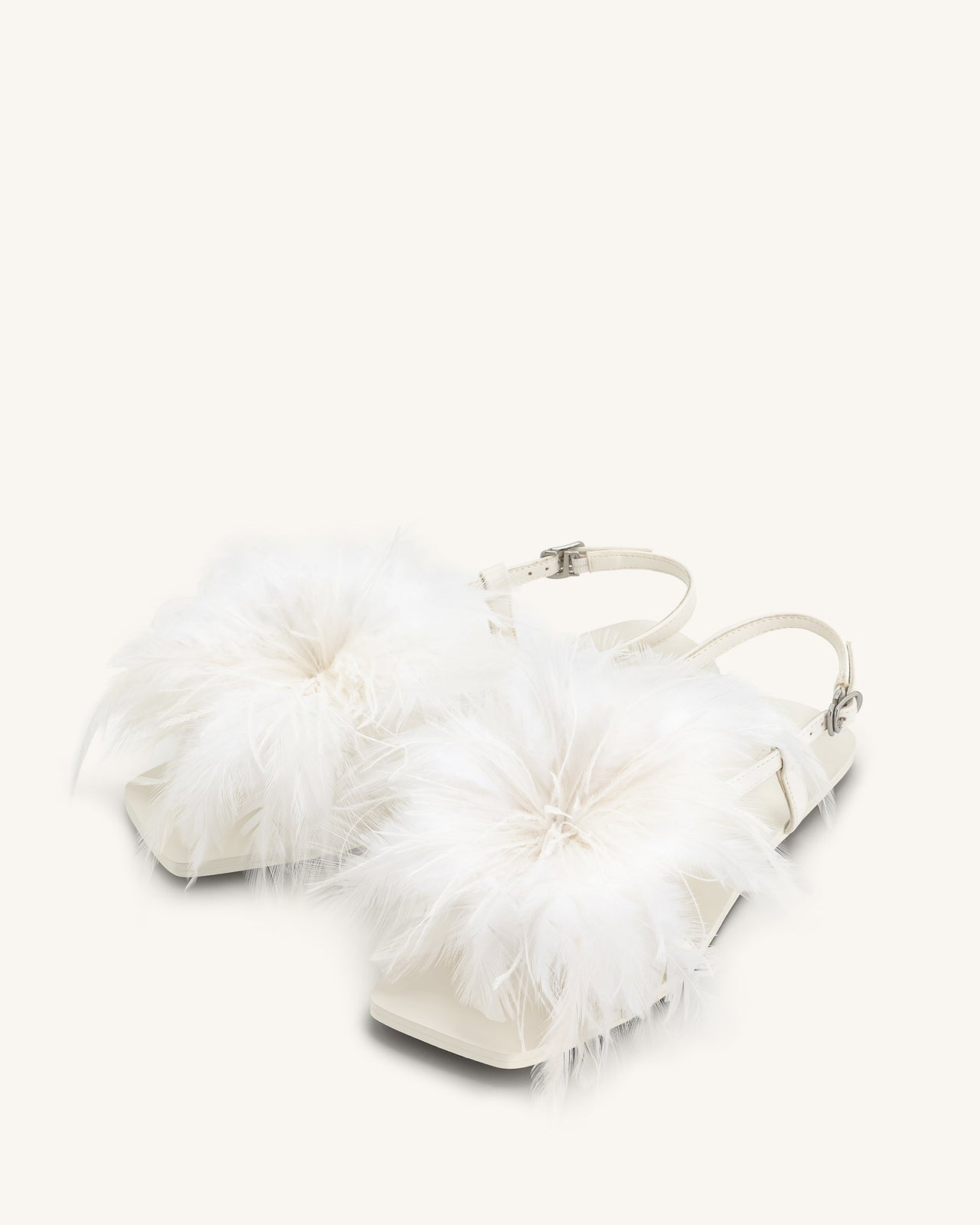 Fluffy Flats Sandals - White