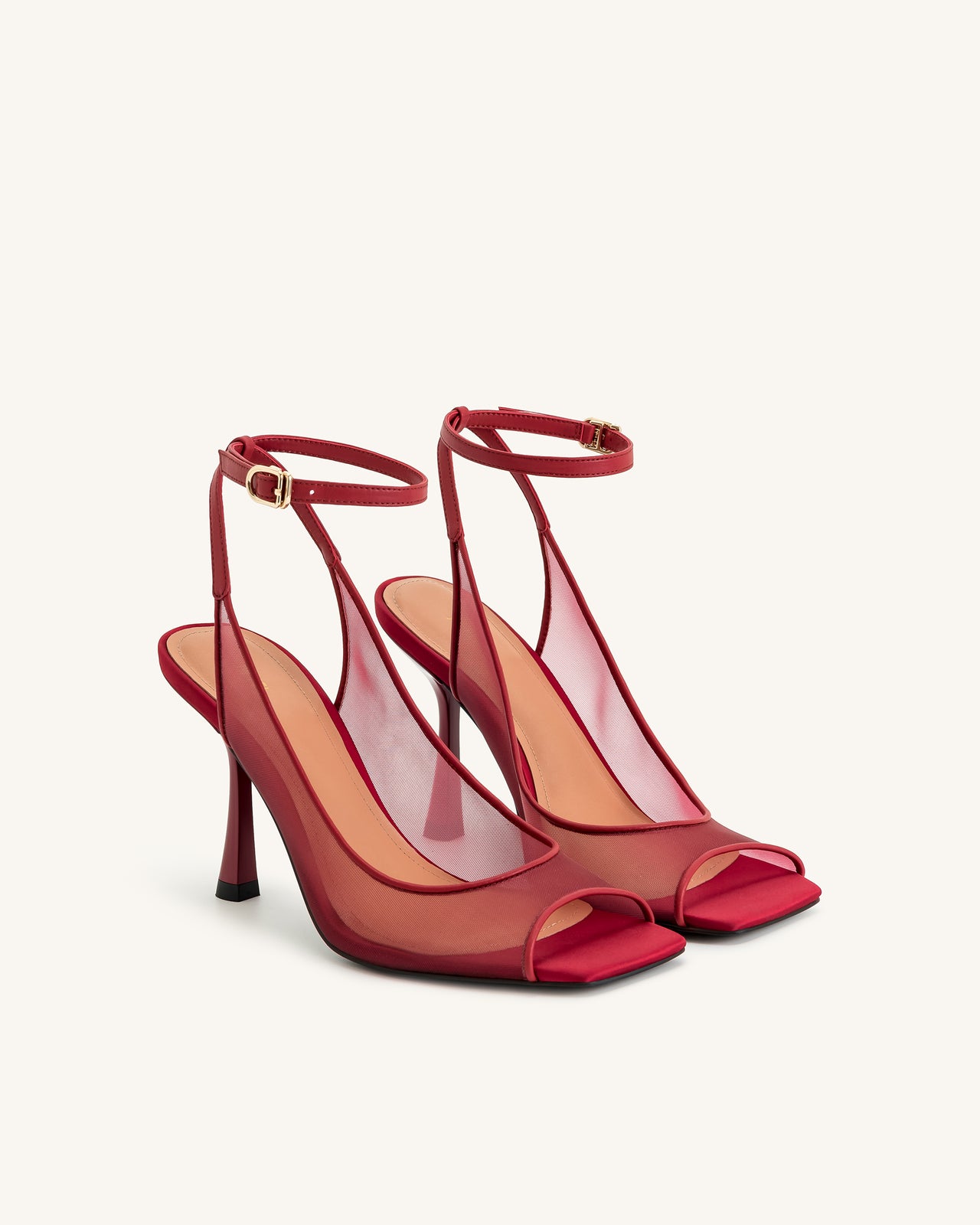 Serenity Open Toe Mesh Slingback Sandals - Burgundy