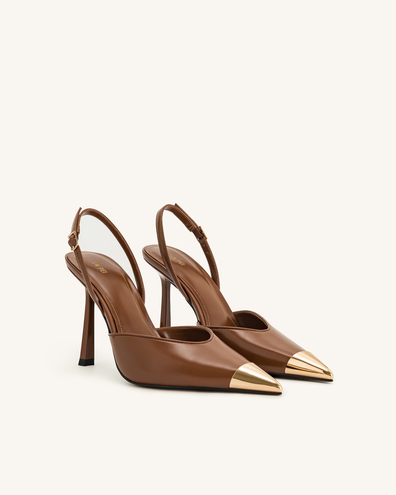 Savannah Gold Tipped Slingback Pumps - Brown