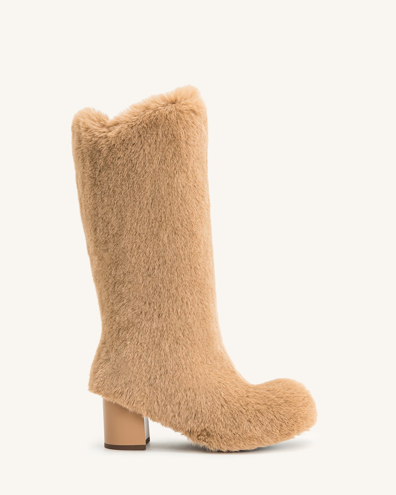 Isabella Slouchy Faux Fur Boots - Beige