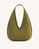 Dara Faux Suede Hobo Bag - Dark Olive