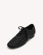 Kayla Weave Strap Flat Shoes - Black