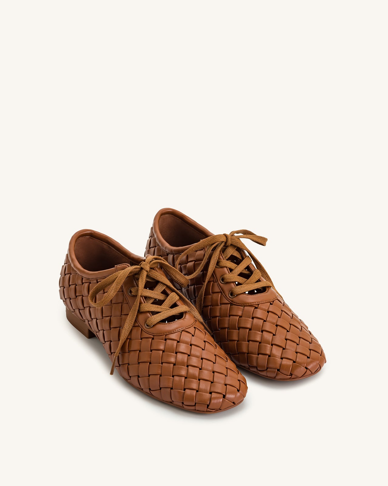 Kayla Weave Strap Flat Shoes - Brown