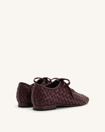 Kayla Weave Strap Flat Shoes - Claret Red