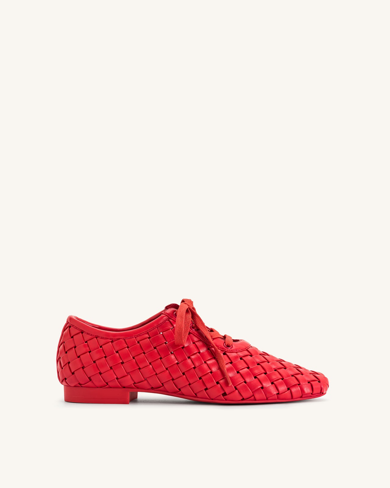 Kayla Weave Strap Flat Shoes - Red