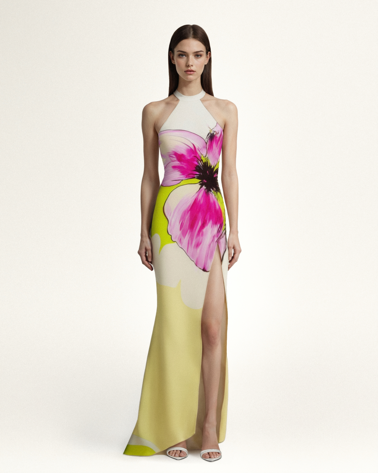 Olivia Floral Halter Gown - Multicolor