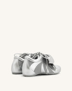 Rosie Metallic Bow Tie Low Top Sneakers - Silver