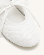 Erika Topstitching lace-up ballet Flats- White