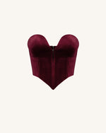 Anna Low-cut Velvet Corset Top - Claret