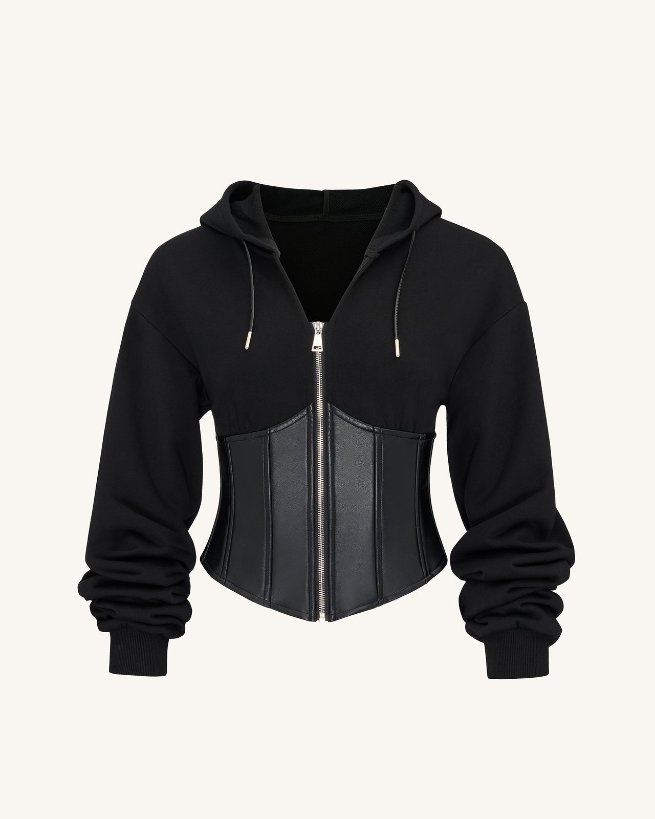 Valentina Structured Corset Hoodie - Black