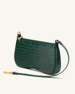 Eva Shoulder Bag - Dark Green Croc