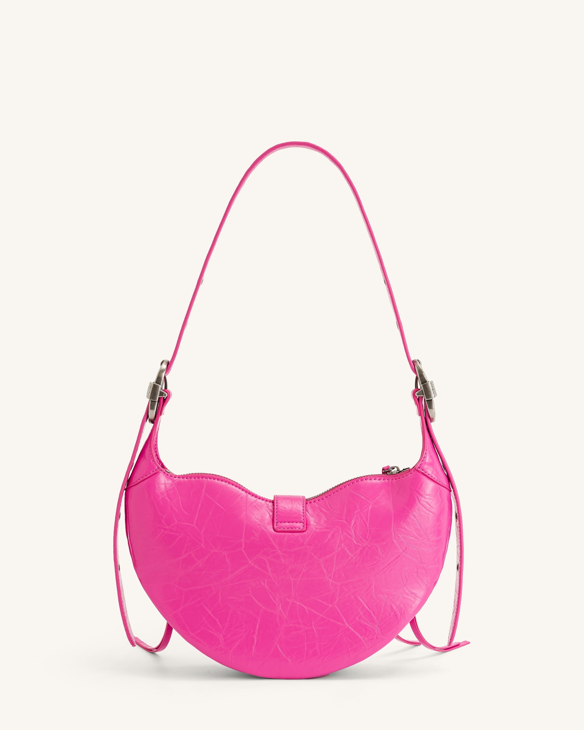 ASOS DESIGN nylon curved 90s shoulder bag with chain strap in hot pink |  ASOS